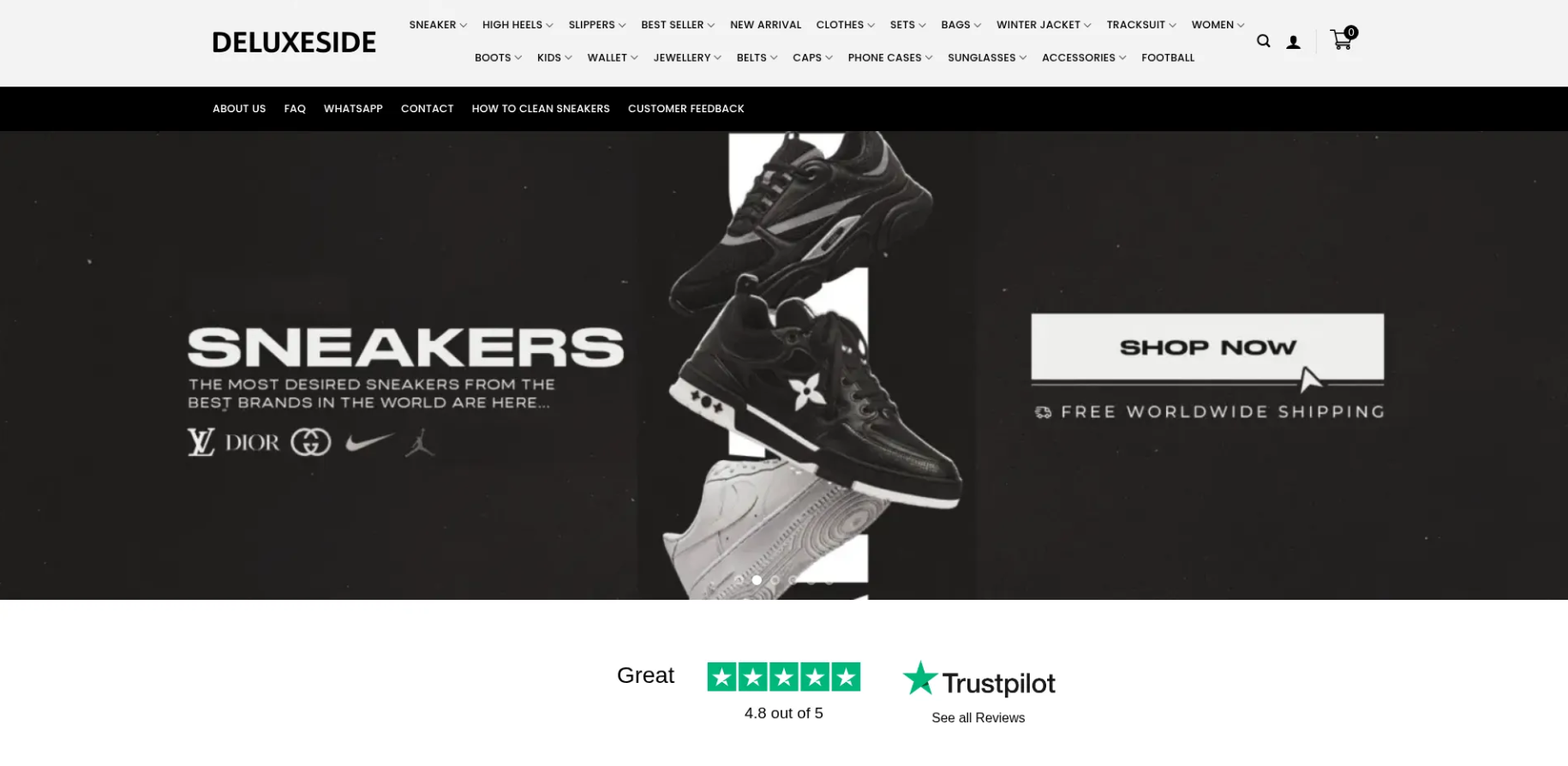 DeluxeSide ecommerce homepage