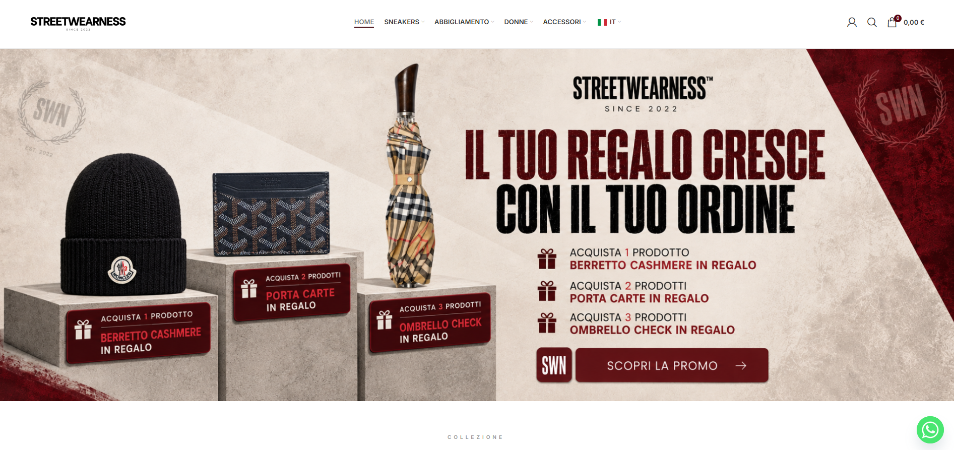 Streetwearness ecommerce homepage